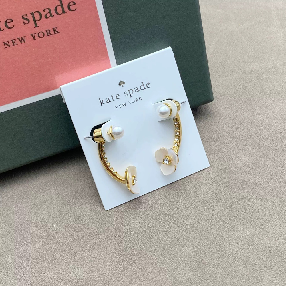 kate spade Floral Cross Earrings Small Sparkle Studs Temperament Earrings